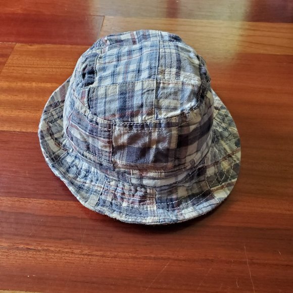 Baby Gap Blue/Gray Plaid Beach Hat 12-18 Months - Picture 4 of 14